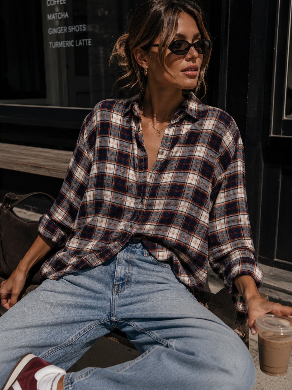 Croft & Barrow Plaid Flannel Shirt Navy Rust S
